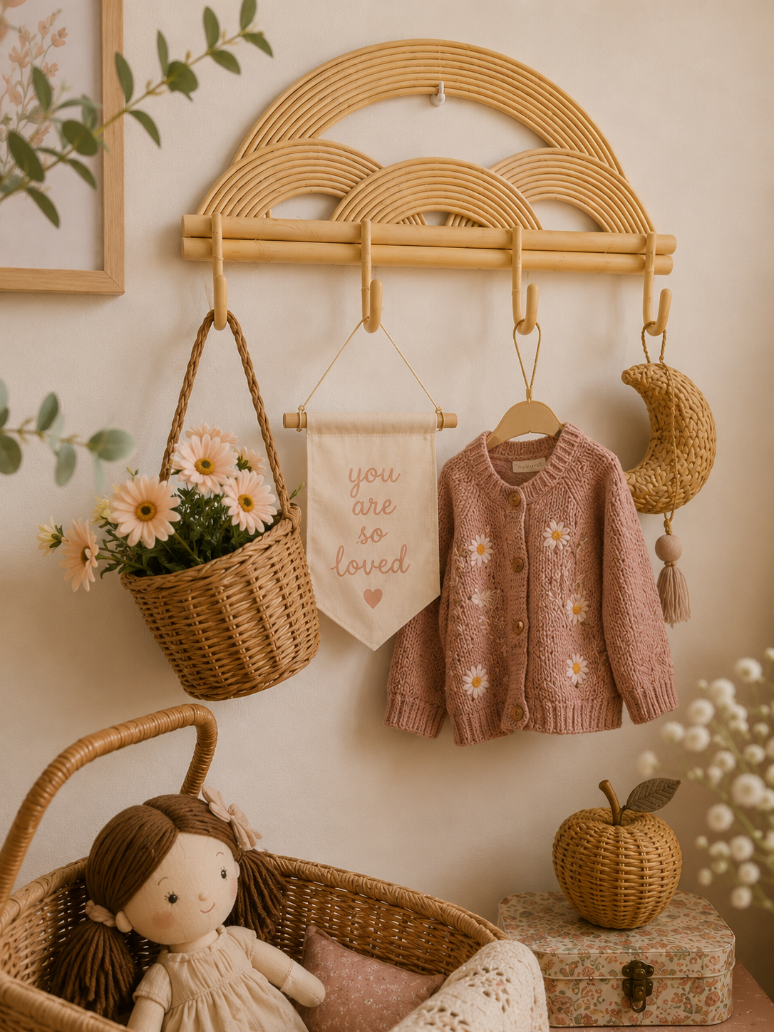 Natural Rattan Rainbow Wall Rack