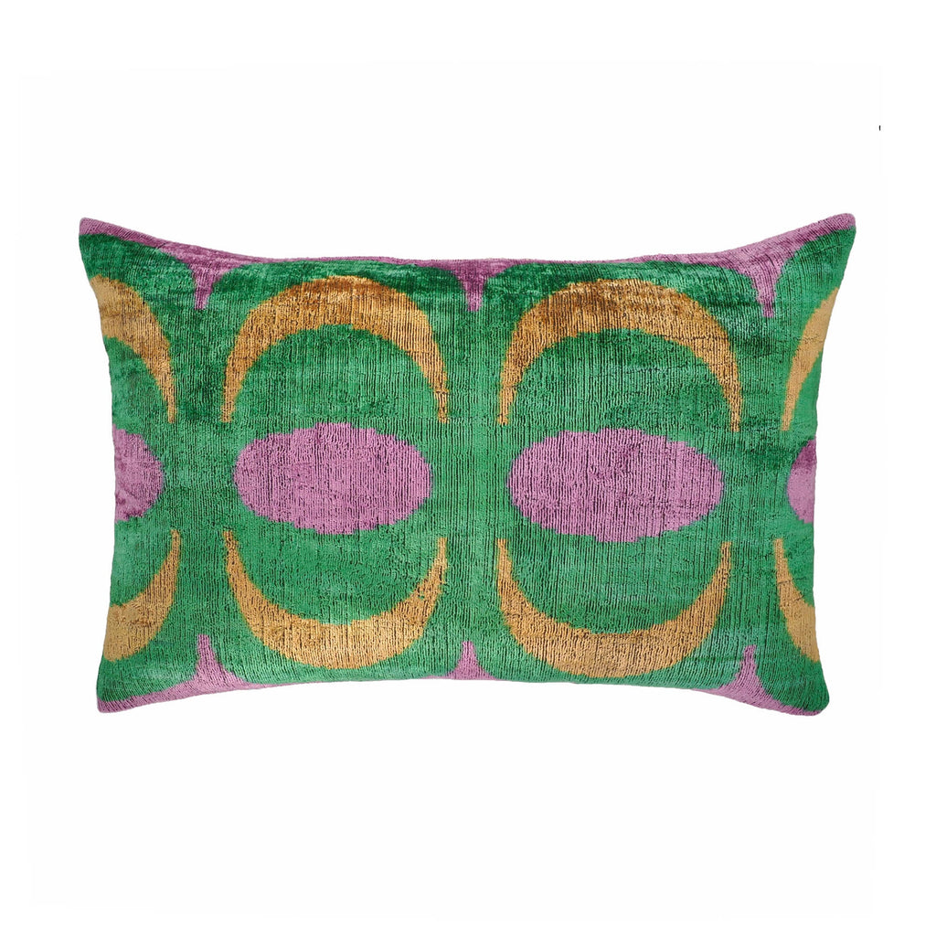 Bongo Silk Velvet Ikat Throw Pillow, 16 x 24