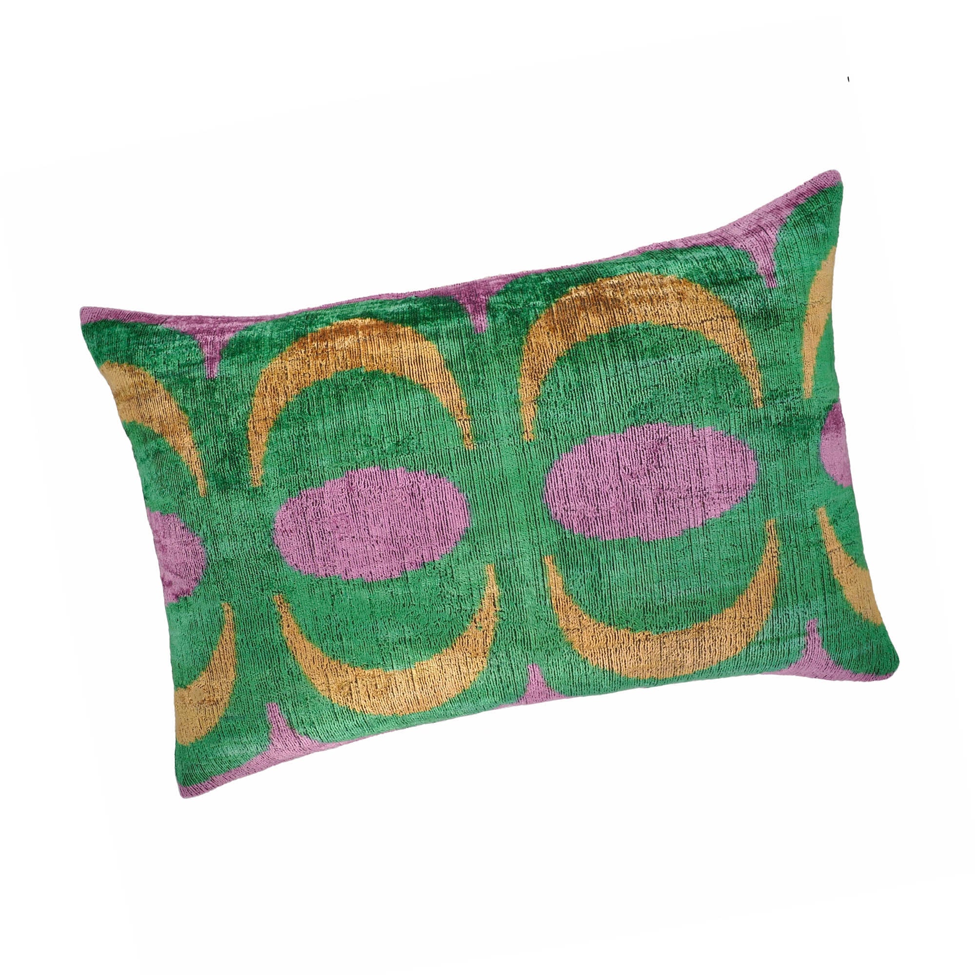 Bongo Silk Velvet Ikat Throw Pillow, 16 x 24