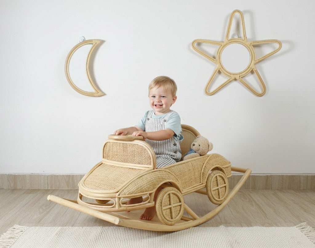 Vintage Rattan Rocking Car