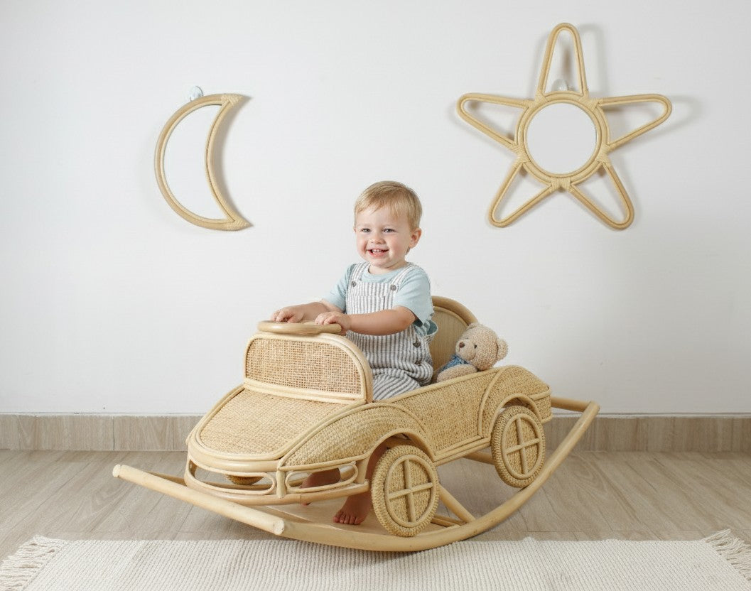 Vintage Rattan Rocking Car