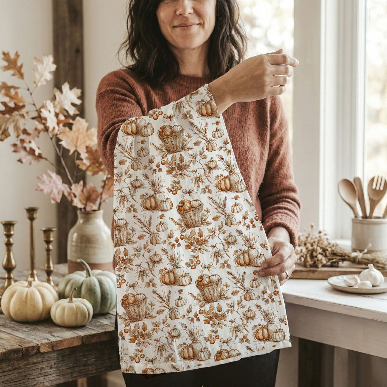 Classic Pumpkin Flour Sack Kitchen Towel