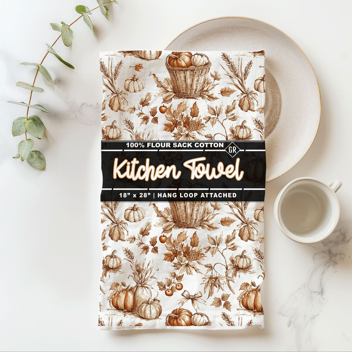 Classic Pumpkin Flour Sack Kitchen Towel
