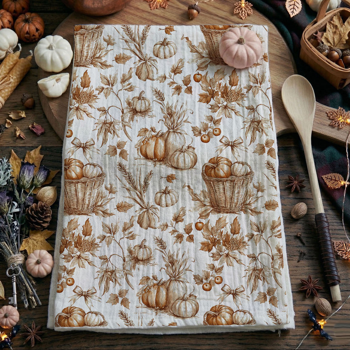 Classic Pumpkin Flour Sack Kitchen Towel