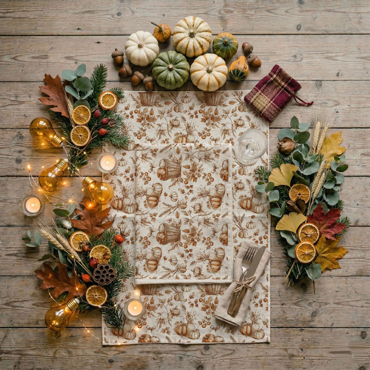 Classic Pumpkin Flour Sack Kitchen Towel