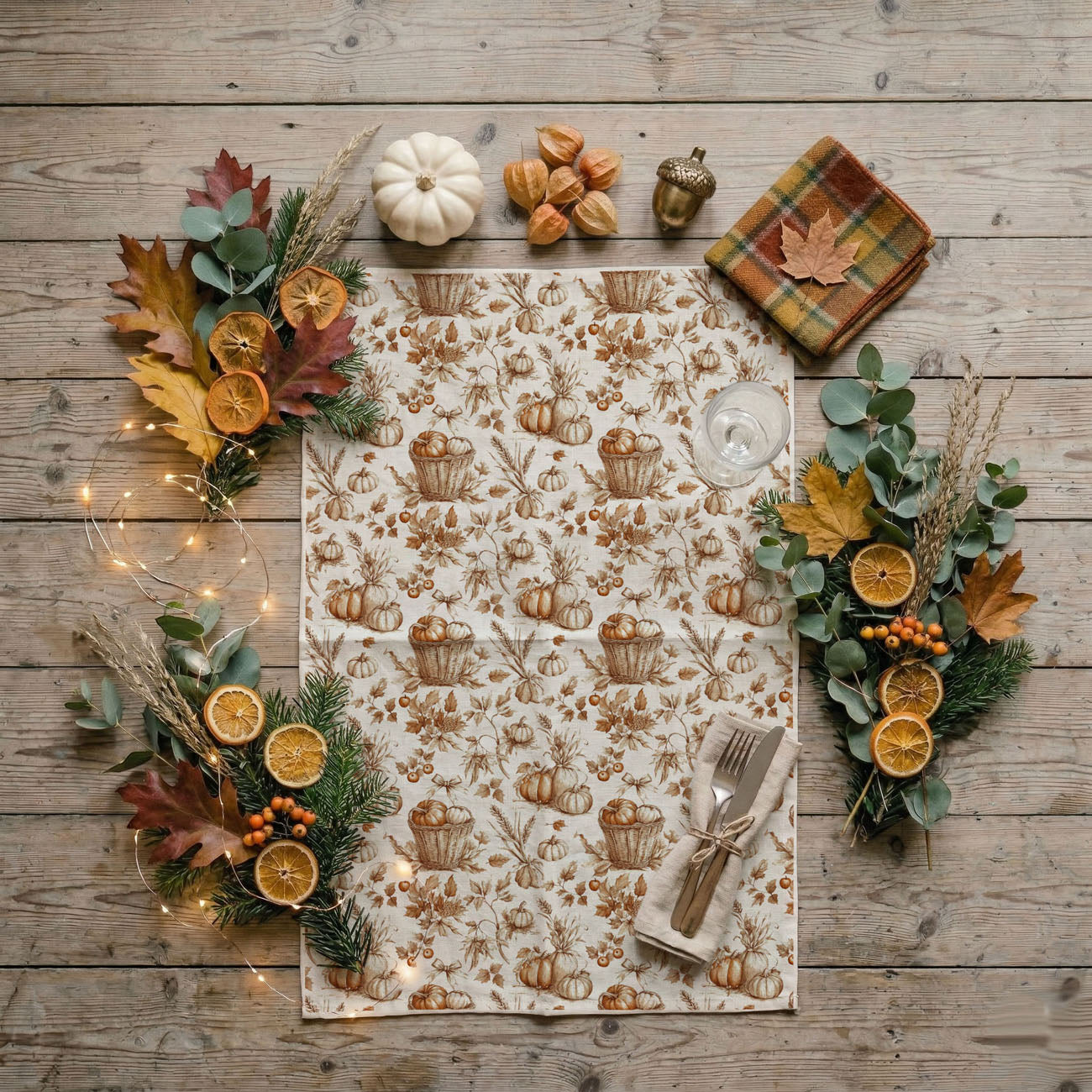 Classic Pumpkin Flour Sack Kitchen Towel