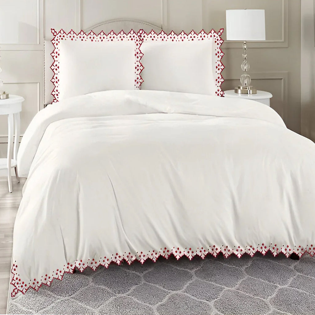 Elegant Flower Embroidered Duvet Cover Set