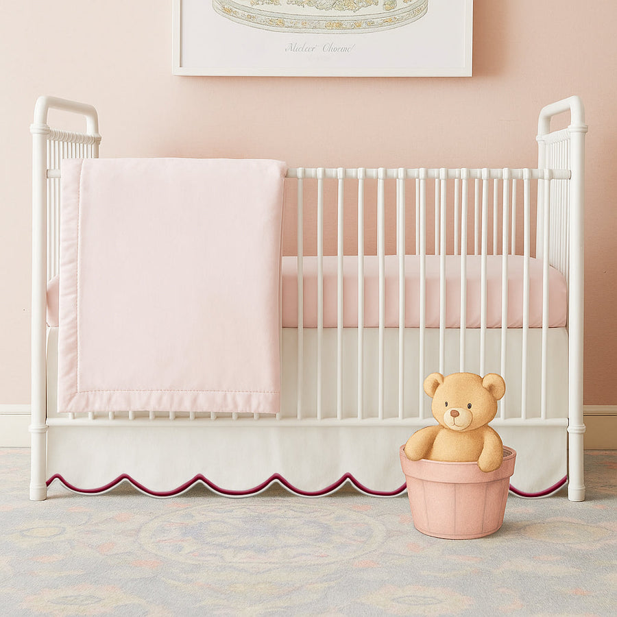 Scallop Embroidery Cotton Crib Skirt