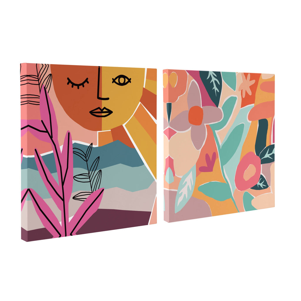 Peace Love Flowers Canvas Wall Art Set by Kate Aurelia Holloway
