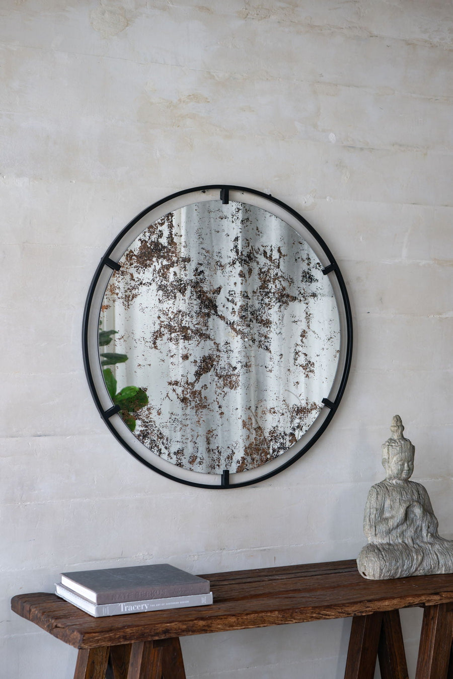 Theodor Round Black Metal Mirror