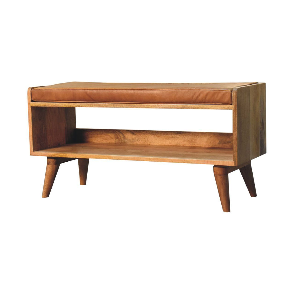 Mango Wood Upholstered Bench