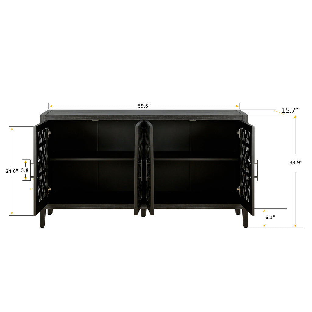 Hollow Four Door Antique Cabinet, American Country Style