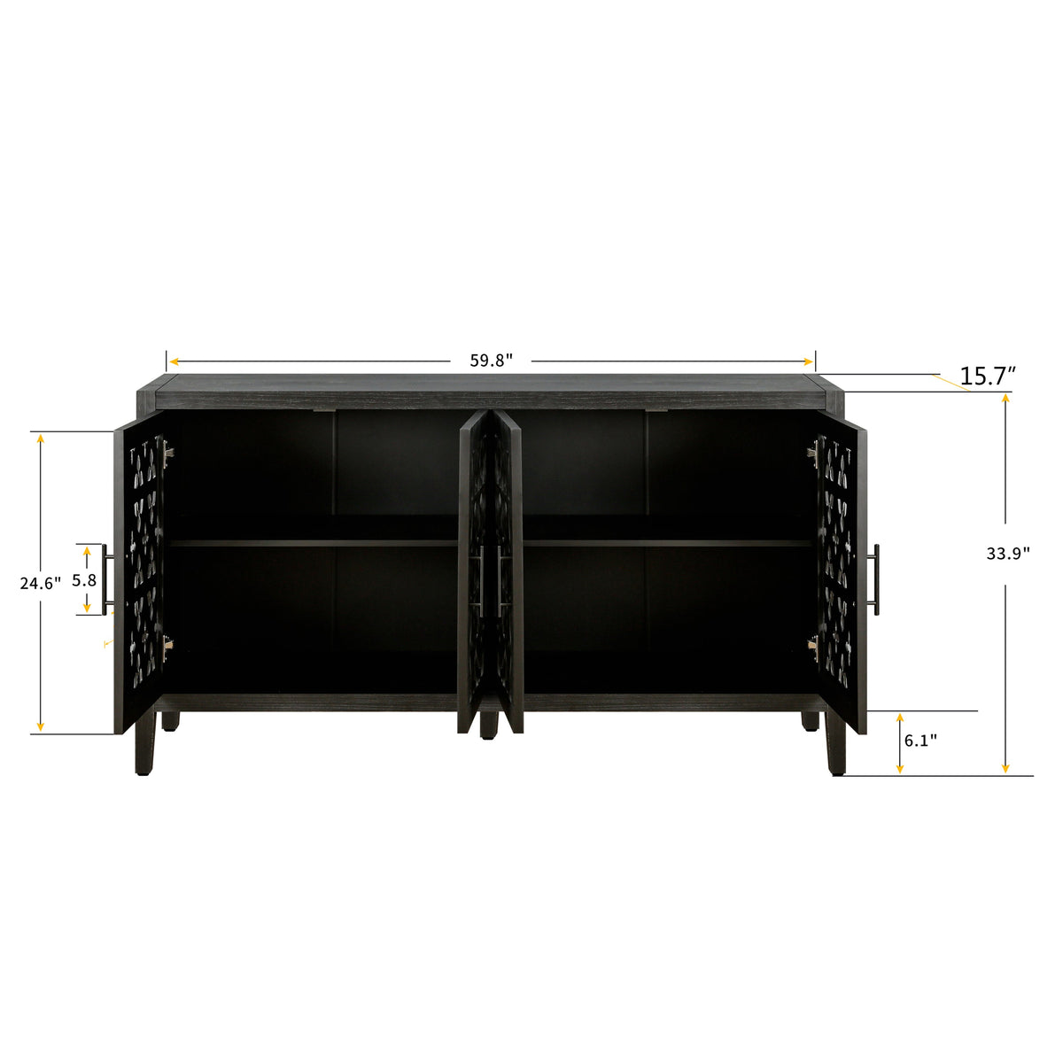 Hollow Four Door Antique Cabinet, American Country Style