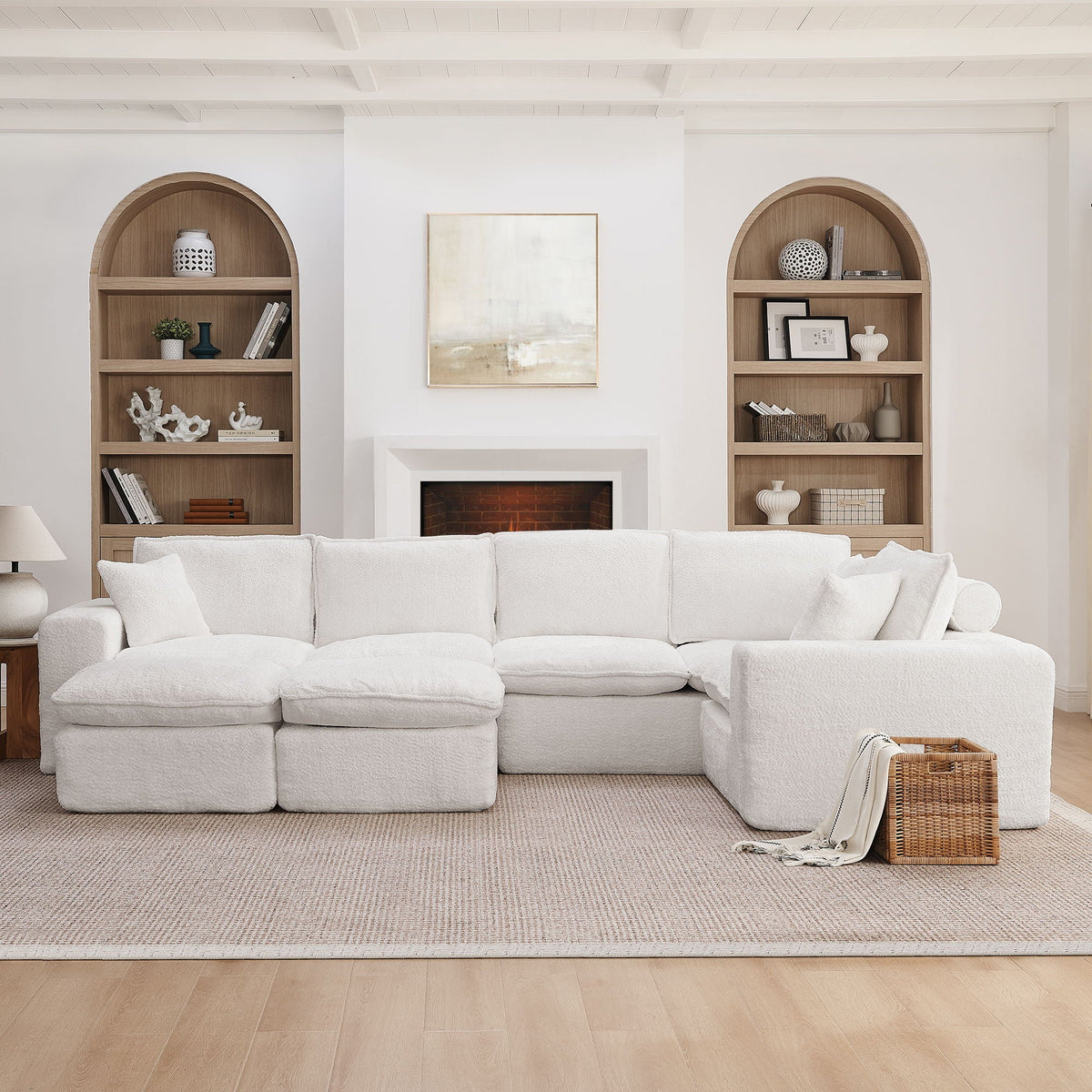 Cloud-Comfort Modular Sectional Sofa with Moveable Ottoman