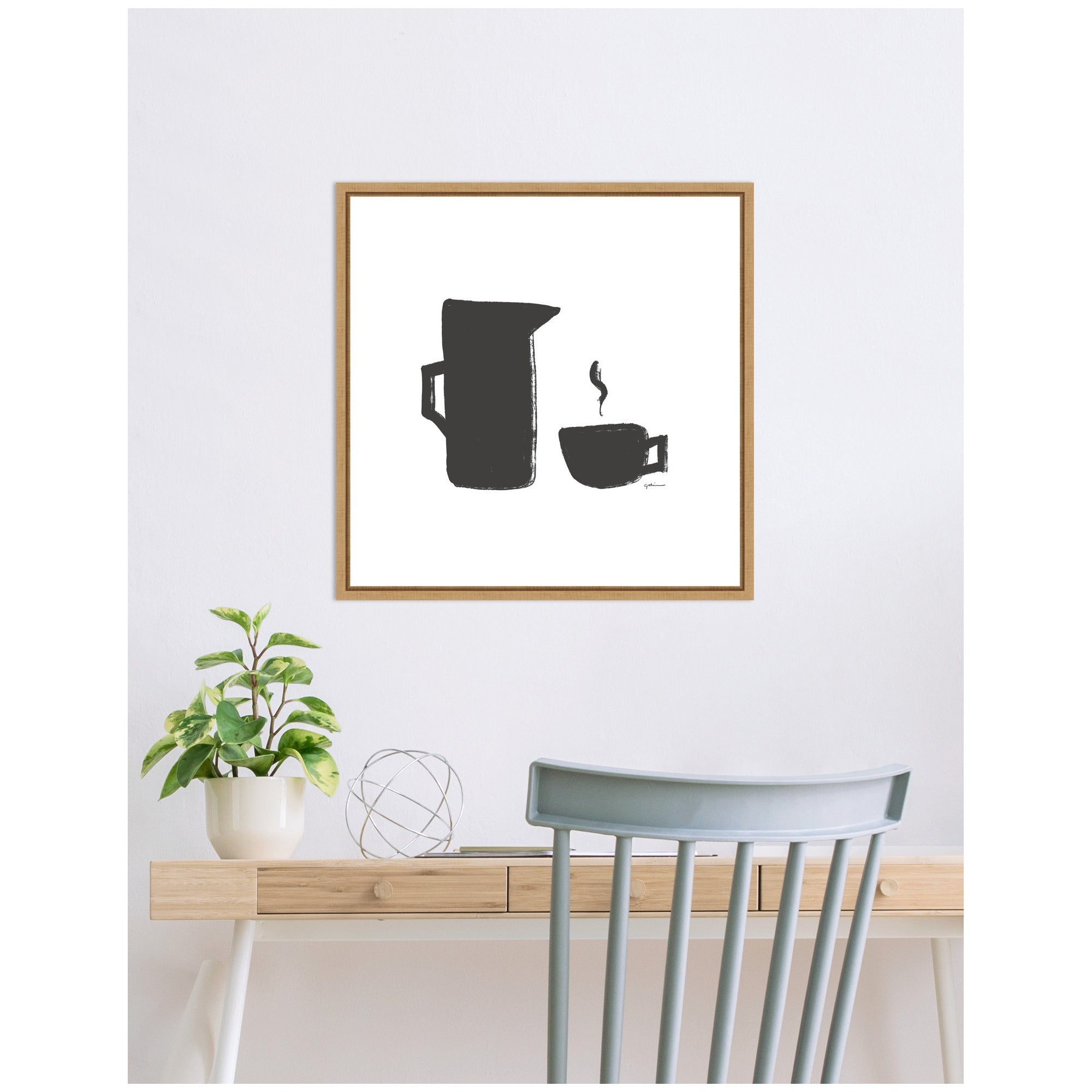 Coffee by Gabrielly Guedes Framed Canvas Wall Art Print