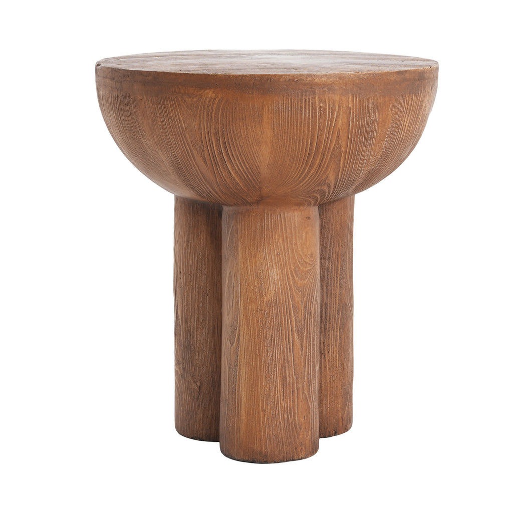 Iris Outdoor Patio Three-Legged Wood-Grain Side Table