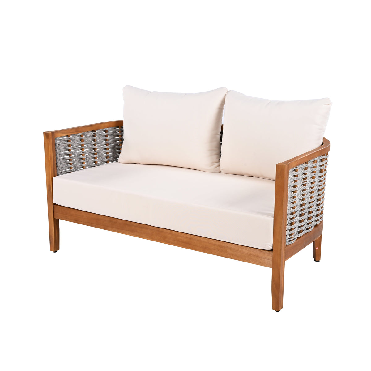 Woven Rope Outdoor Lounge Set — Beige, 4 Seats