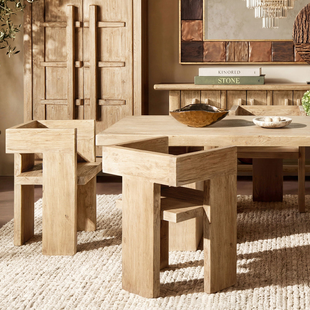 Avenel Sculptural Reclaimed Elm Accent Chair