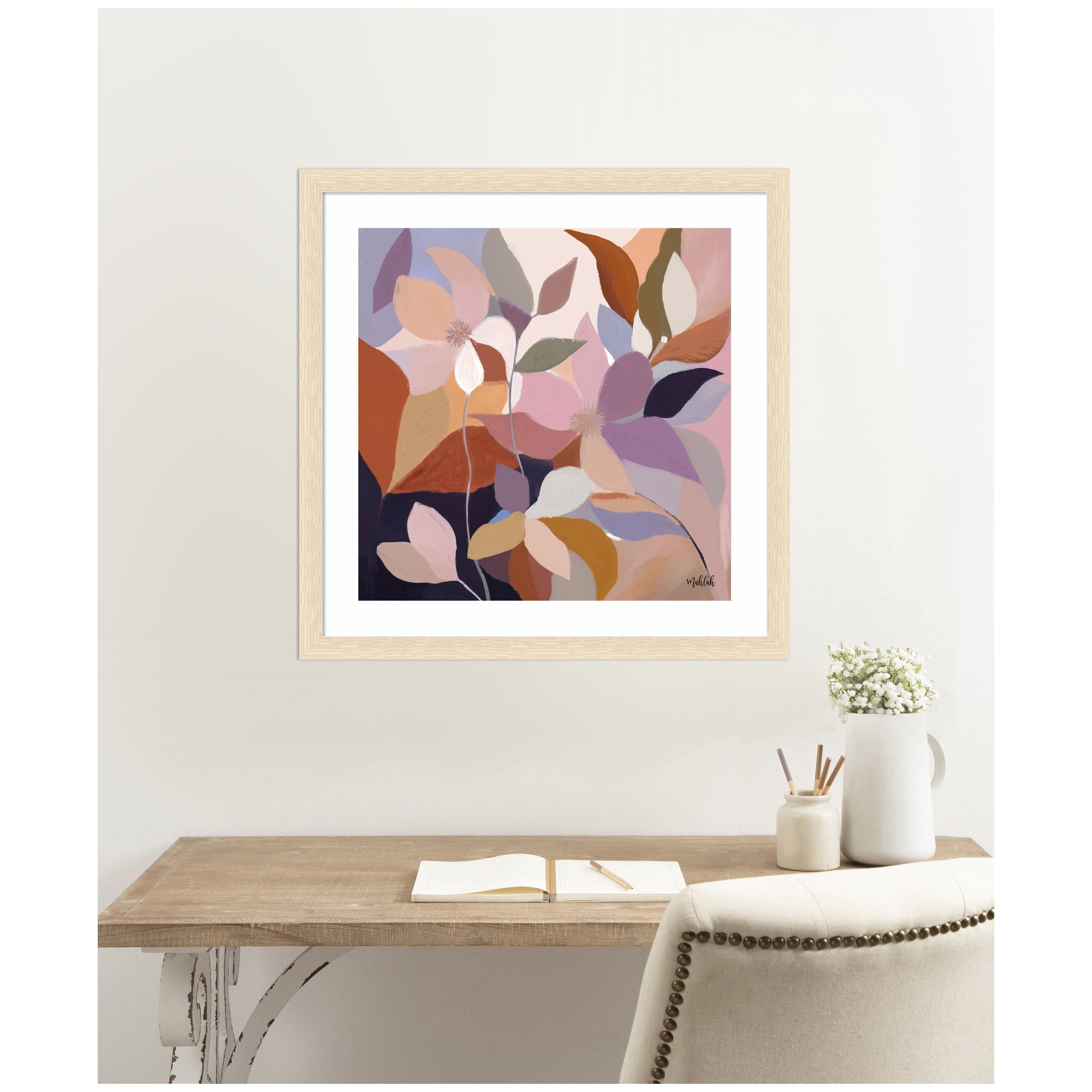 Framed Art Azure leaves by Inkheart Designs