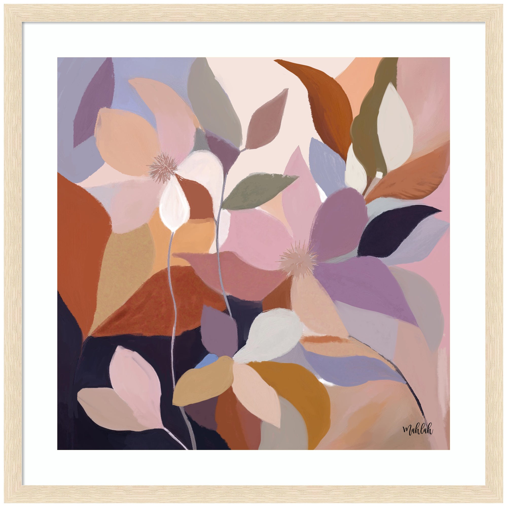 Framed Art Azure leaves by Inkheart Designs
