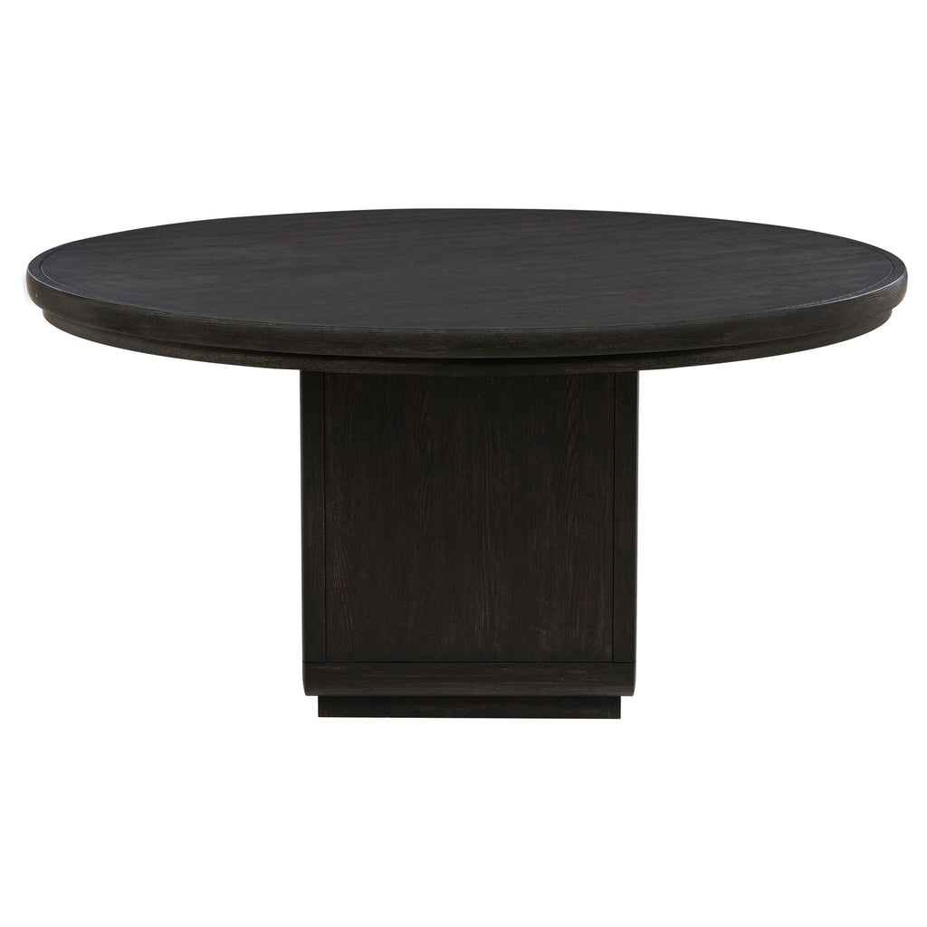 Leandro 5-Piece Round Dining Set — Channel-Back Chairs / Burnished Black