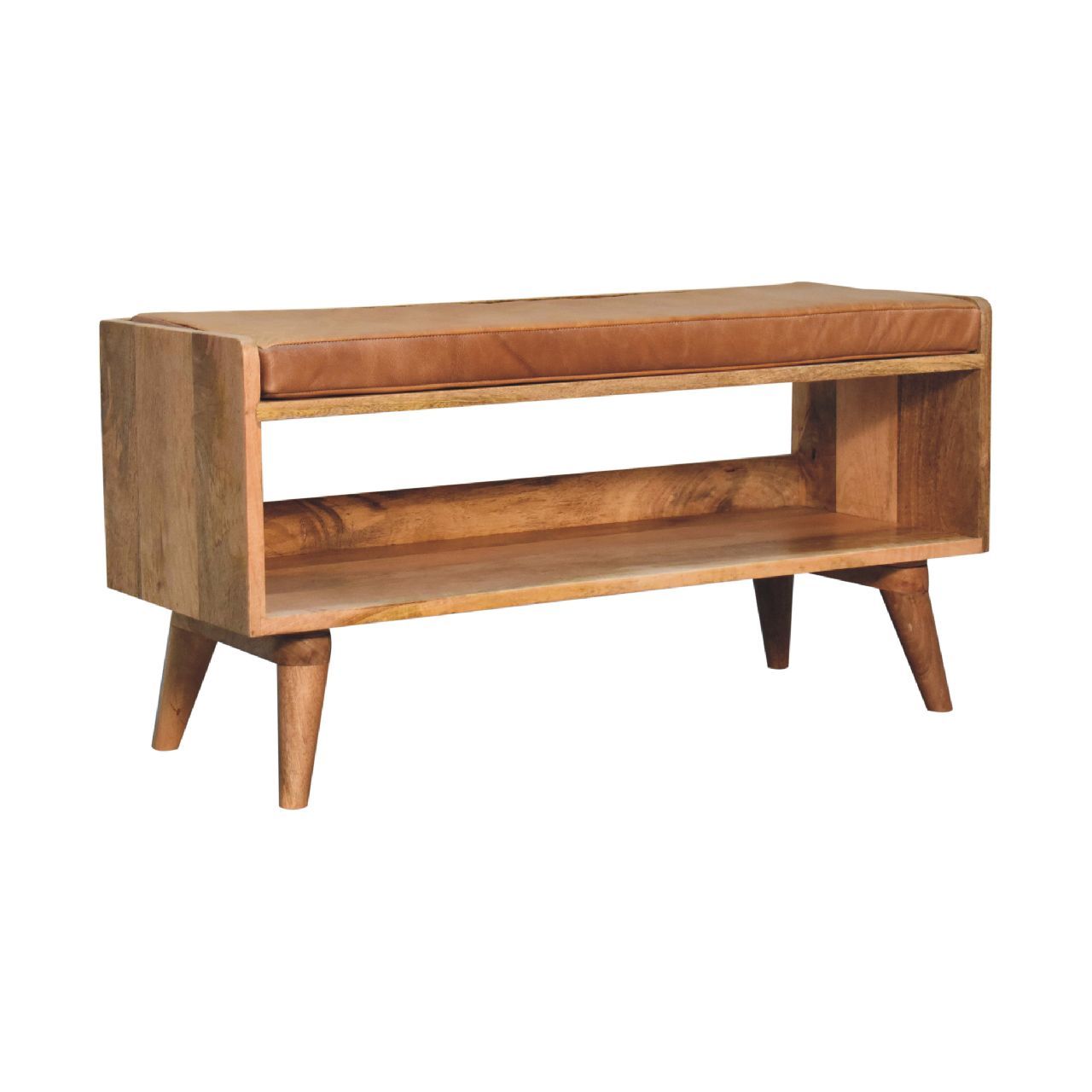 Mango Wood Upholstered Bench