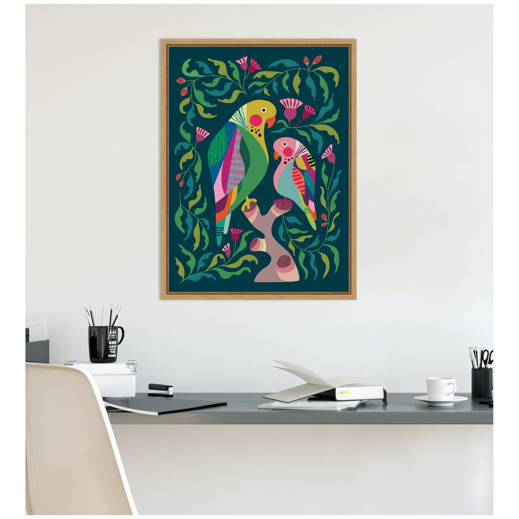Budgies Framed Canvas Art