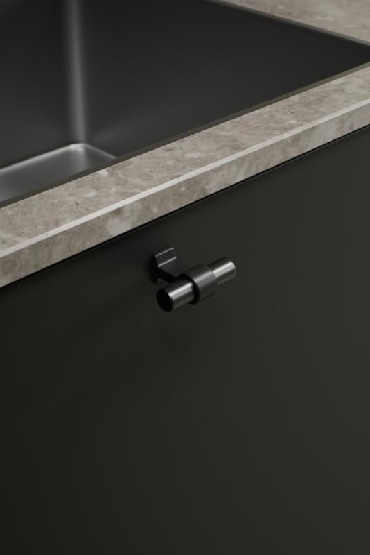 Black and Gun Metal "Bond" T-Bar Dual Finish Knob and Pulls