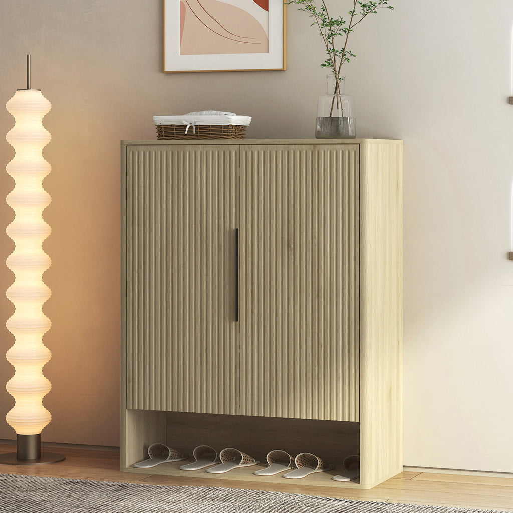 Wooden Shoe Storage Cabinet with Adjustable Shelves