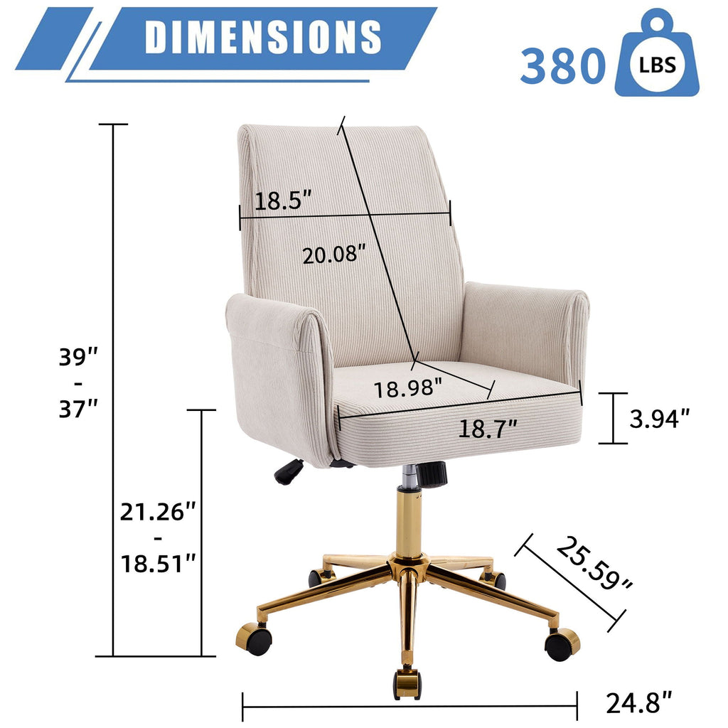 Ergonomic Mid-Back Office Chair — Gold Base