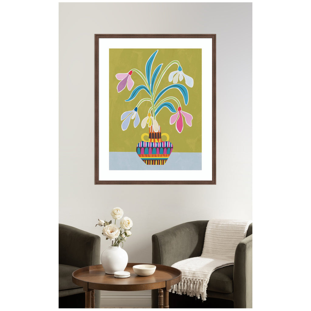 Framed Art Snowdrops the January Birth Flower by Rachel Lee