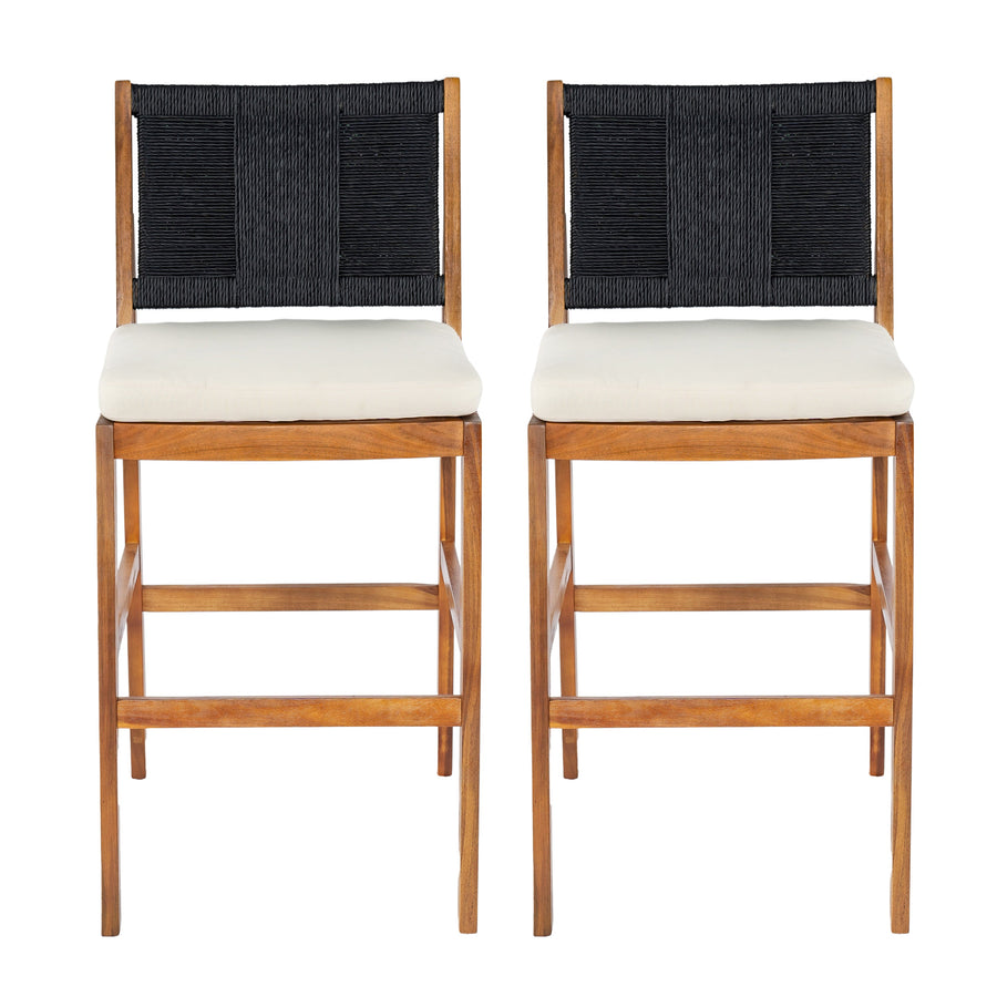 Outdoor Acacia Wood Bar Stools (Set of 2)