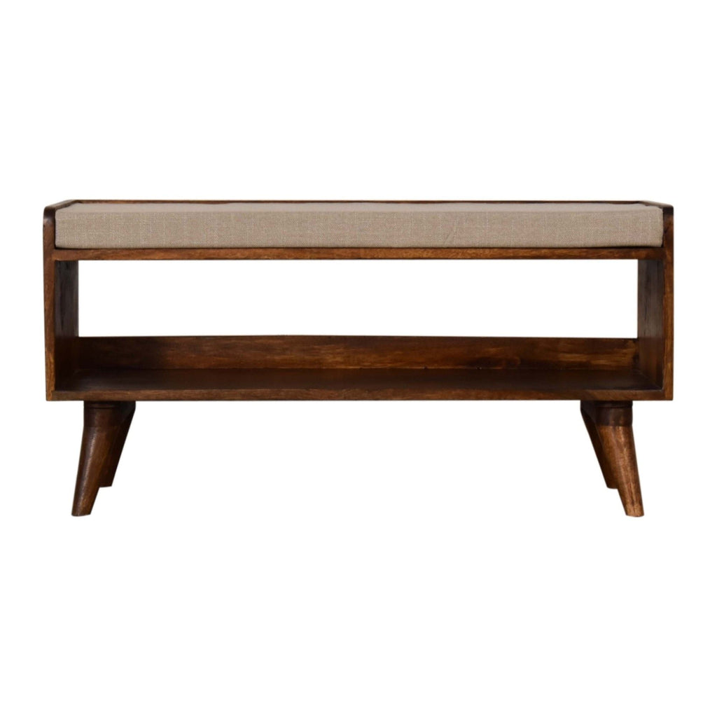 Mango Wood Upholstered Bench