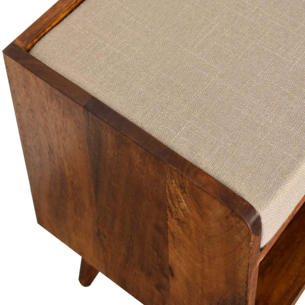 Mango Wood Upholstered Bench