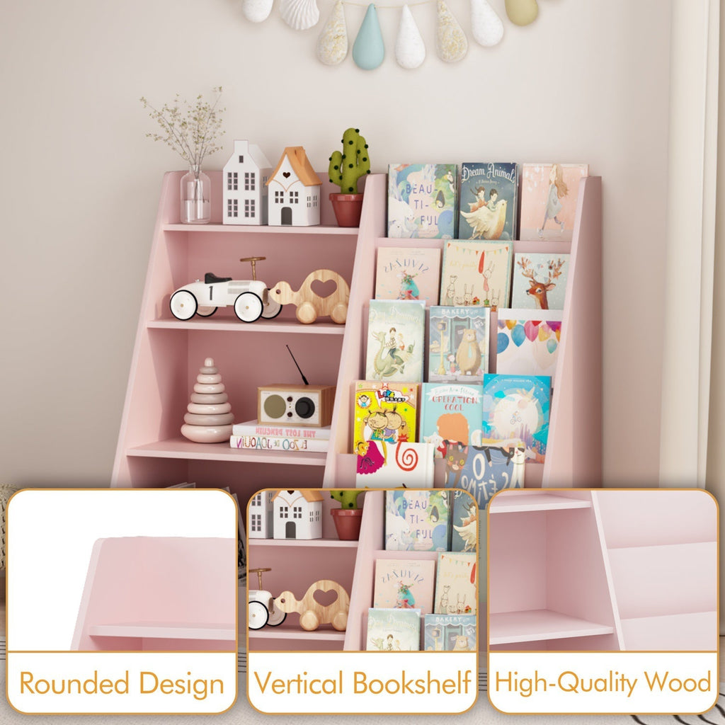 Kids Bookshelf with Toy Storage Organizer, 34.65" Multi-Tier