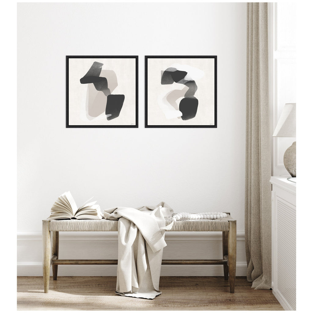 Abstract Neutral 01 & 02 2 Piece Framed Canvas Wall Art Set by Gabrielly Guedes