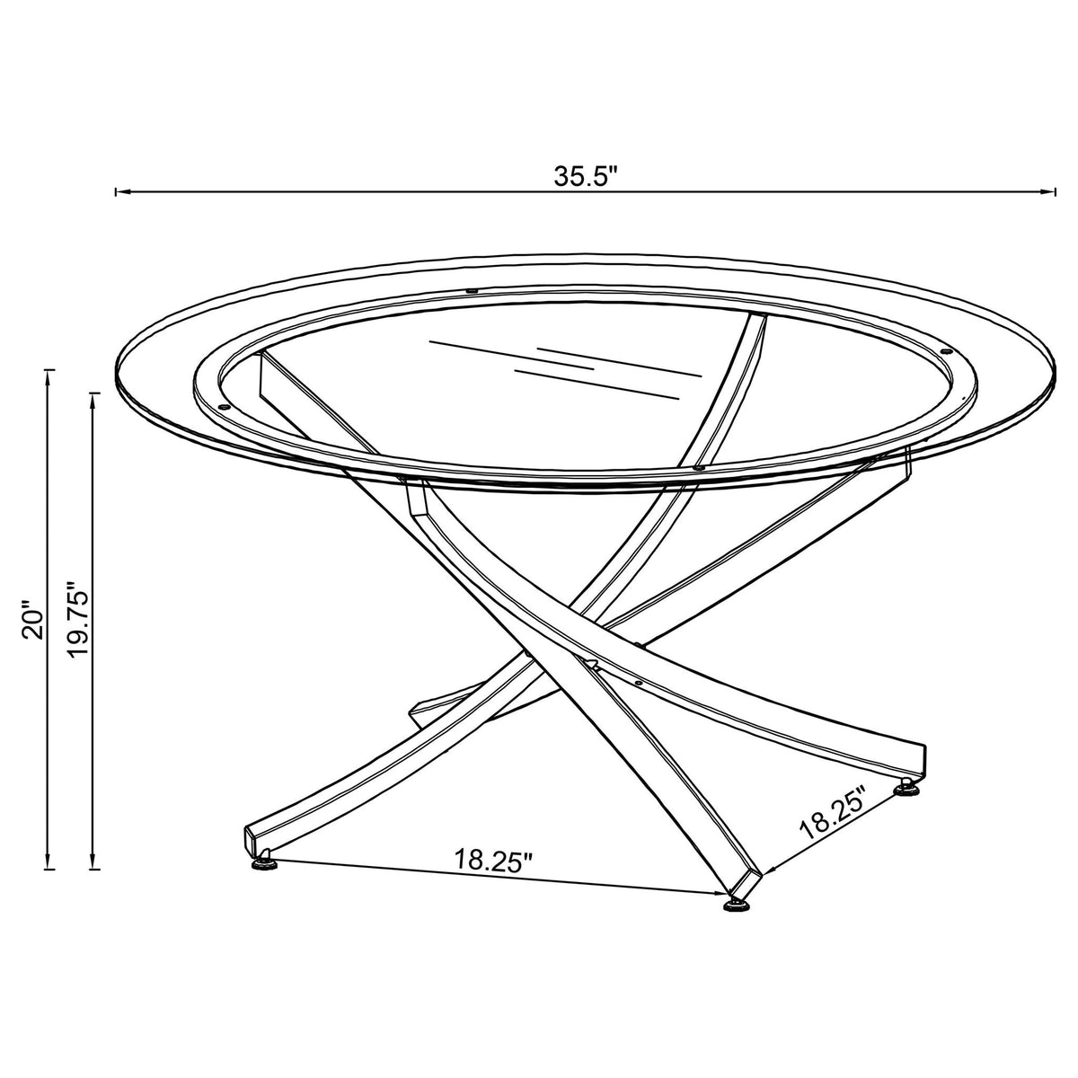 Sculptural Glass Coffee Table — Brass