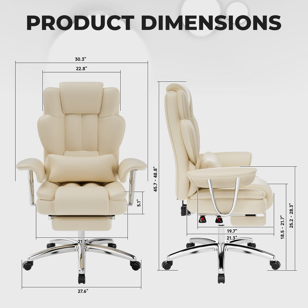 Big & Tall 500-lb Executive Office Chair with Footrest — Beige