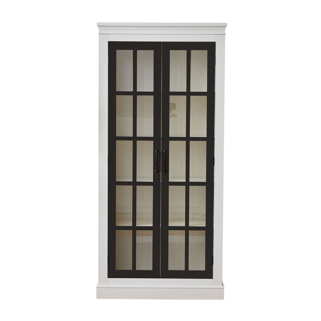 Rustic Style Display Cabinet With Glass Doors For Collectibles