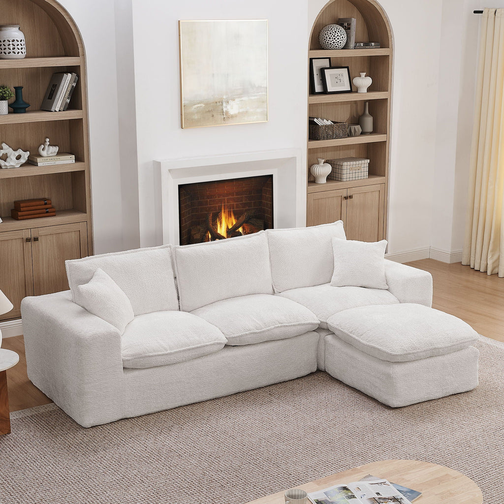 Cloud-Comfort Modular Sectional Sofa with Moveable Ottoman