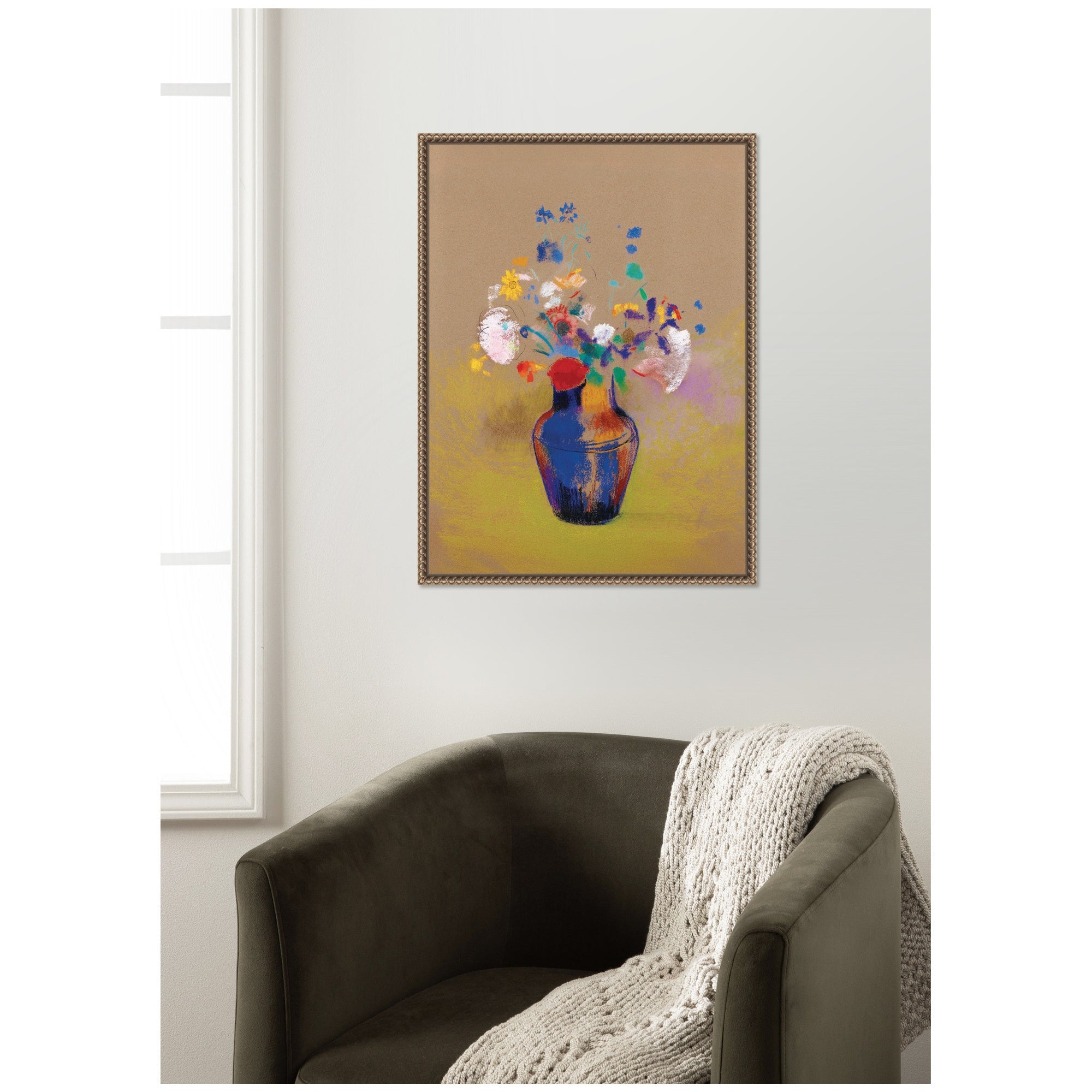 Fleurs Sur Fond Gris 1916 Odilon Redon by Nostalgia Prints Framed Canvas Wall Art Print
