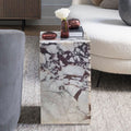 Calacatta Viola Marble Cube Design End Table - Polished 14x14x24