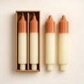 Camel & Mint Two-Tone Pleated Taper Candles | Set of 2