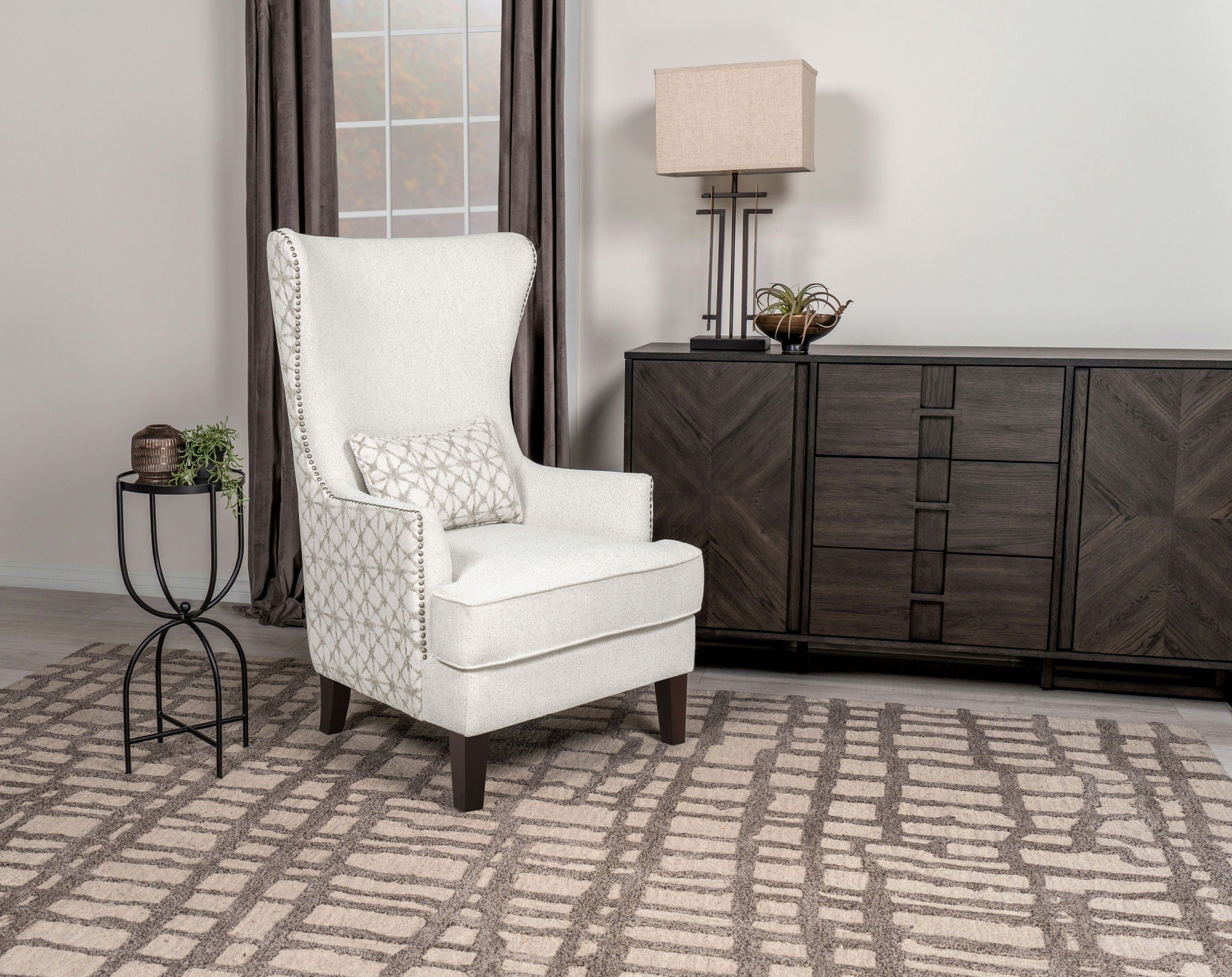 Pippin High-Wingback Accent Chair — Latte