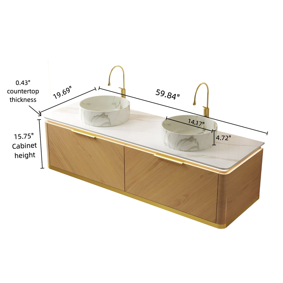 DIPA 60-Inch Bathroom Vanity & Sinks