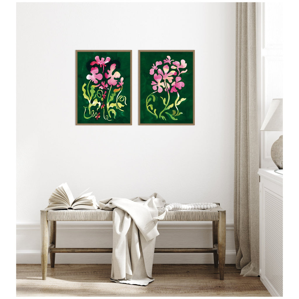 Twisting Blooms & Groovy Flowers 2 Piece Framed Canvas Wall Art Set by Lucia Gianello