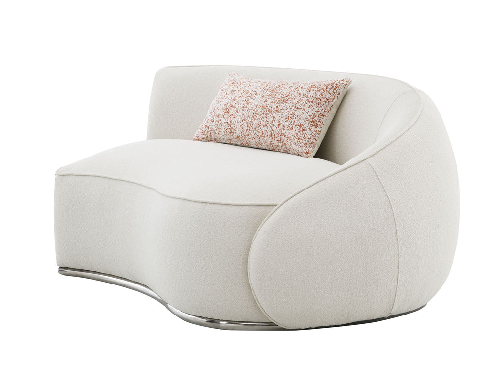 Bouclé Sectional Sofa with Stainless Steel Base — Beige