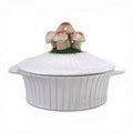 Mushroom Lid Ceramic Fluted Baker