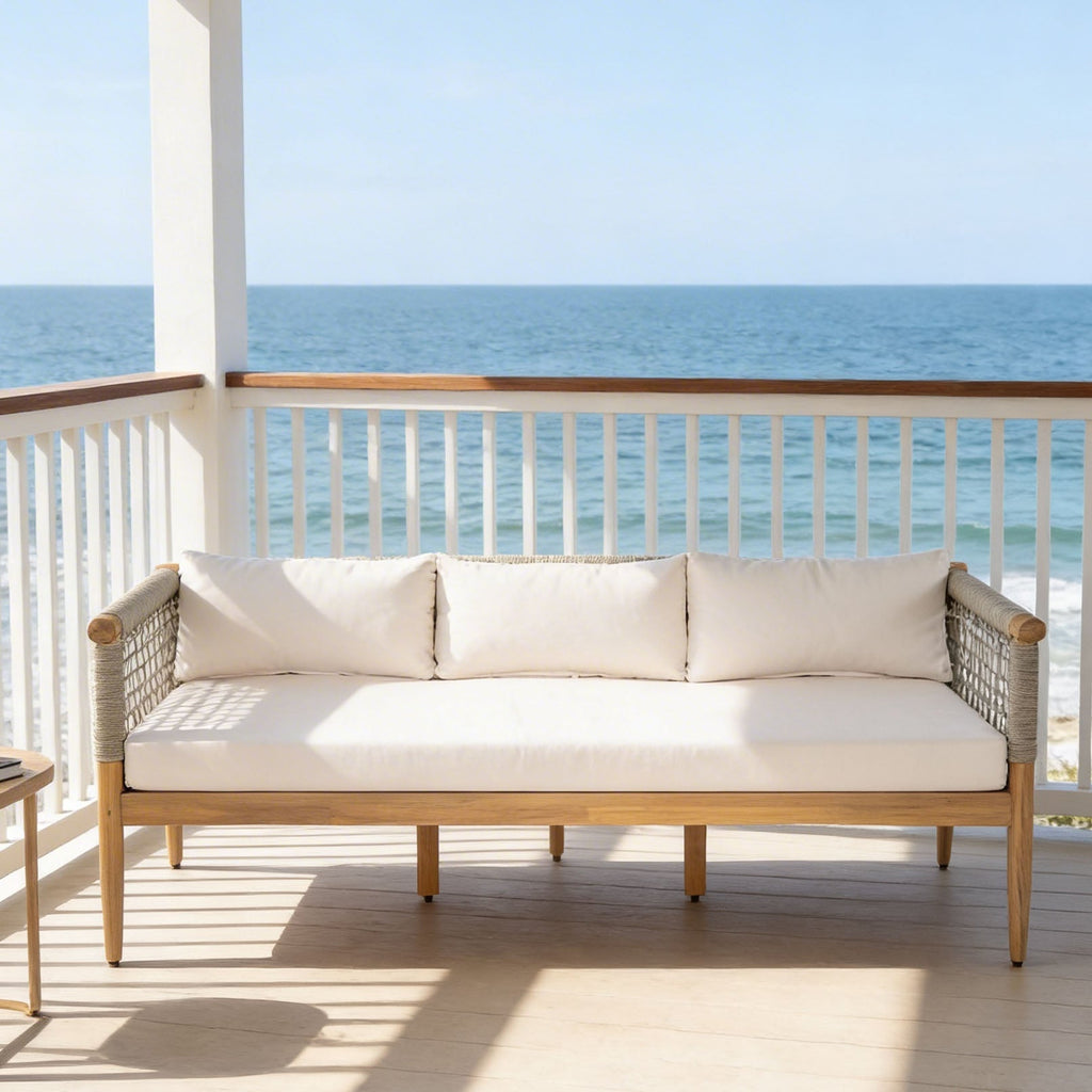 Acacia & Rope Outdoor Sofa — Taupe