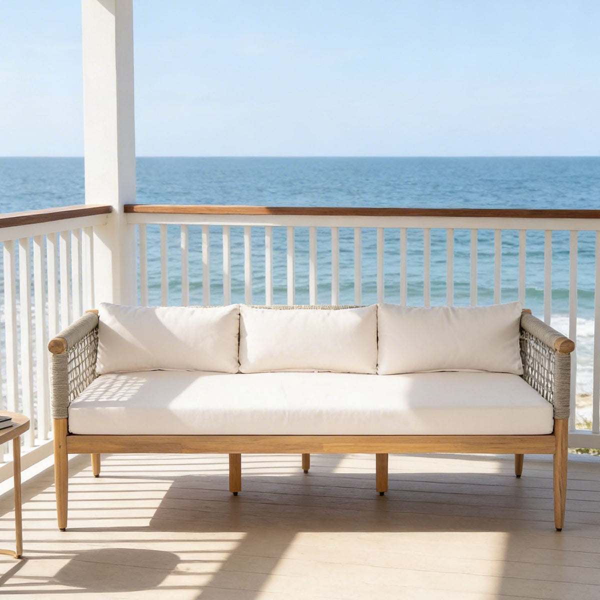 Acacia & Rope Outdoor Sofa — Taupe